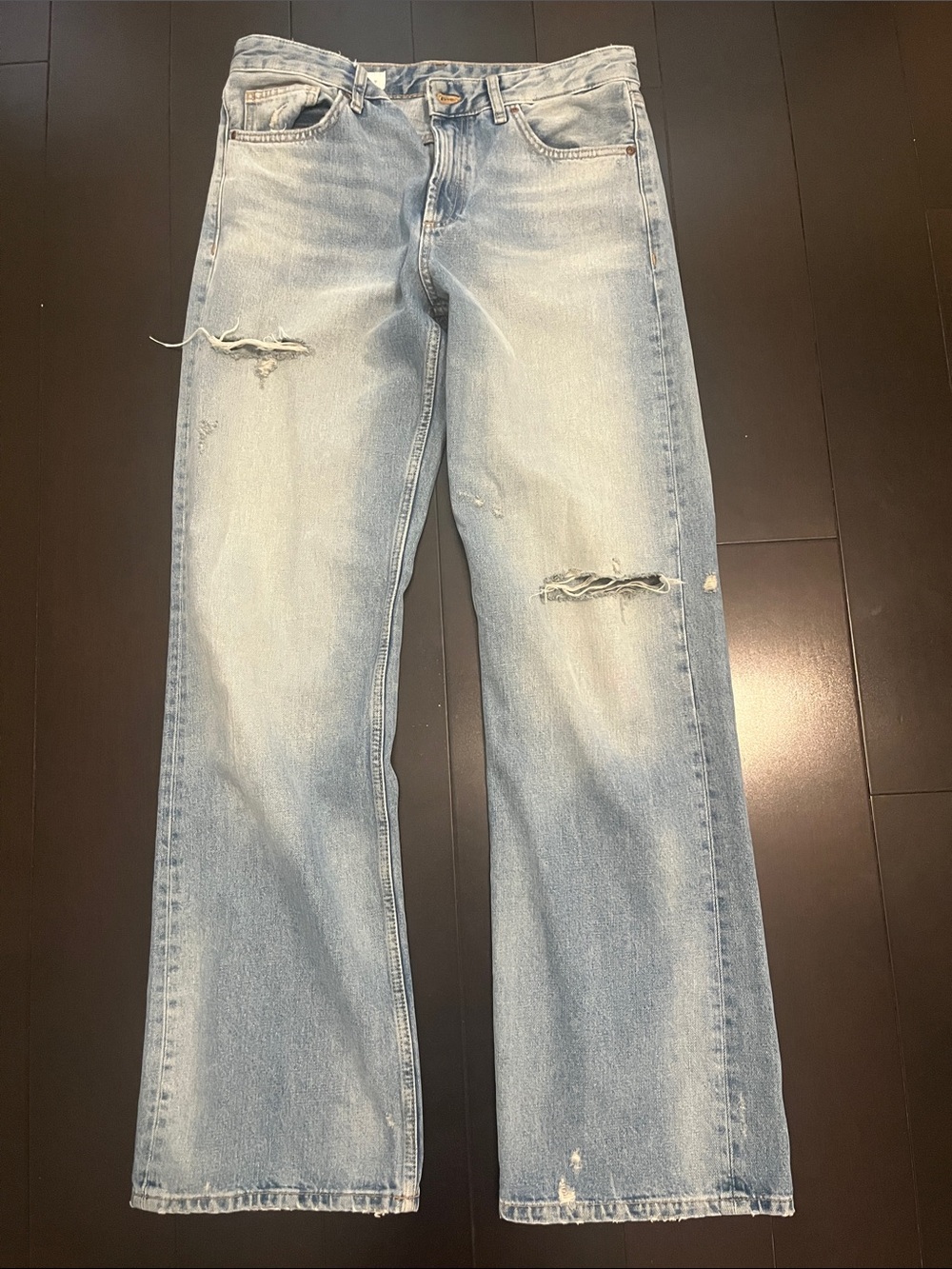 ZARA denim baggy distressed jeans (8)